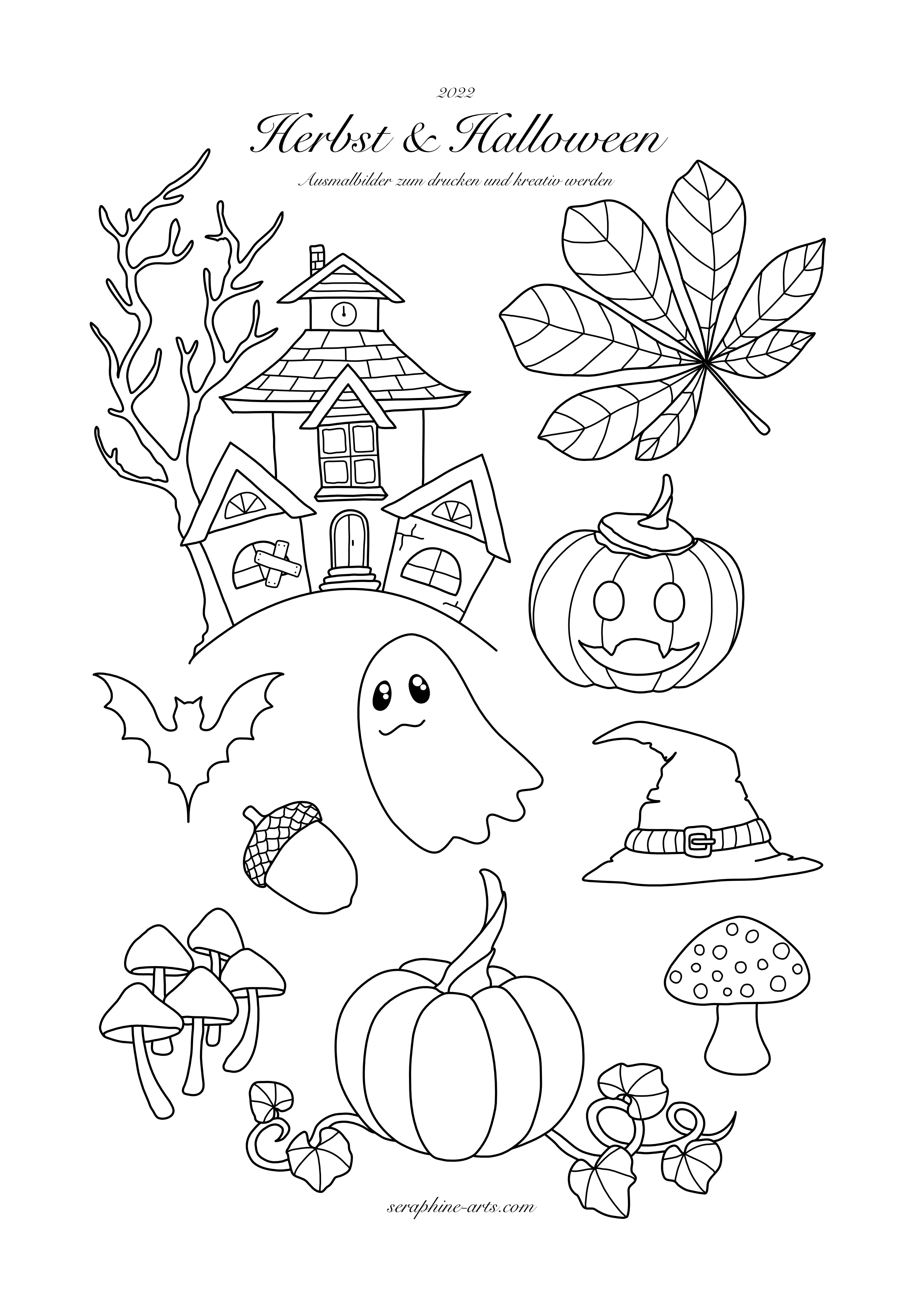 Seraphine Arts | Herbst & Halloween Ausmalbilder - Deutsch